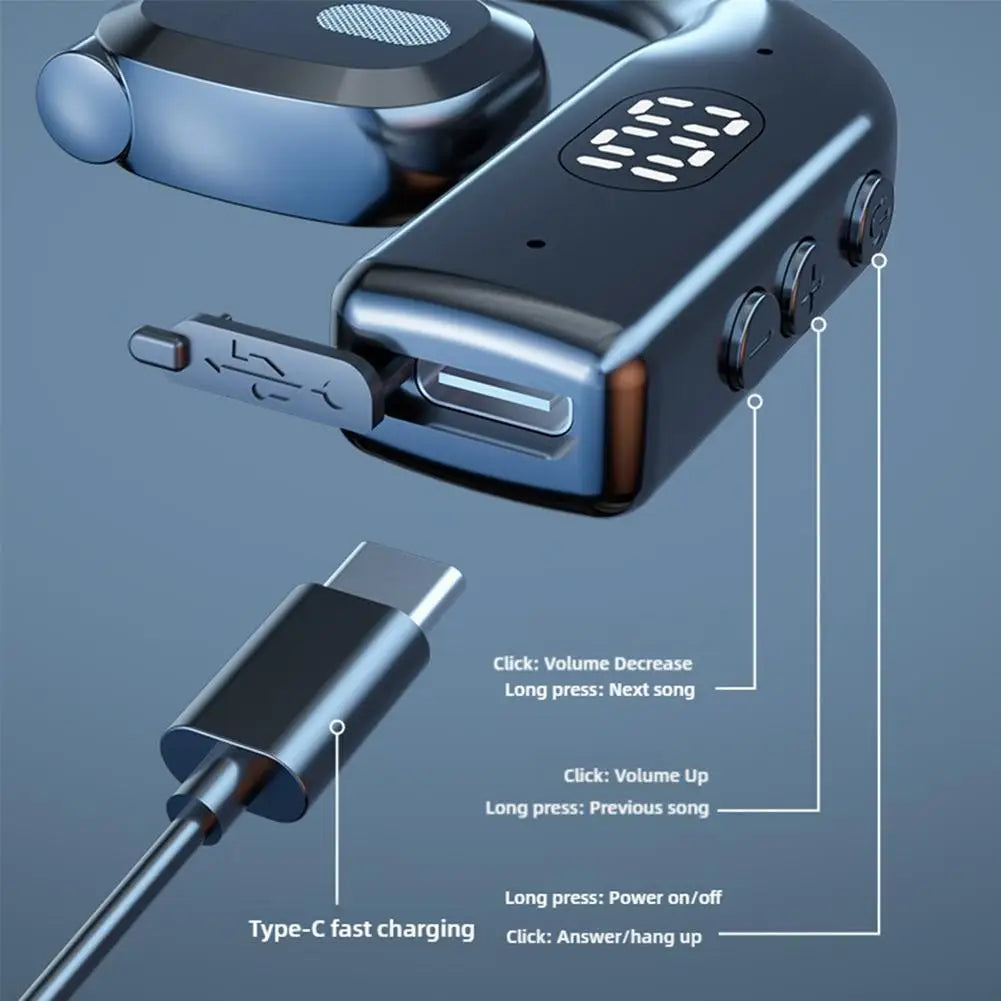 2PCS Bluetooth Ear Hooks Rotatable Earphones LED Digital Display Wireless Sport Headphones Long Battery Life Headset