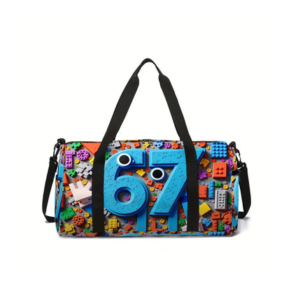 Classic Popular Funny Novelty 67 six seven 3D Printed Travel Bags Barrel Shape Crossbody Bag Outdoor Sports Bags Gym Yoga Bag
