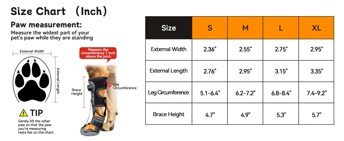 No KnucklingCorrective Dog Shoe,Drop Foot Support with Adjustable Reel, Paw Leg Brace Support - Lift Toes for Arthritis,Mobility