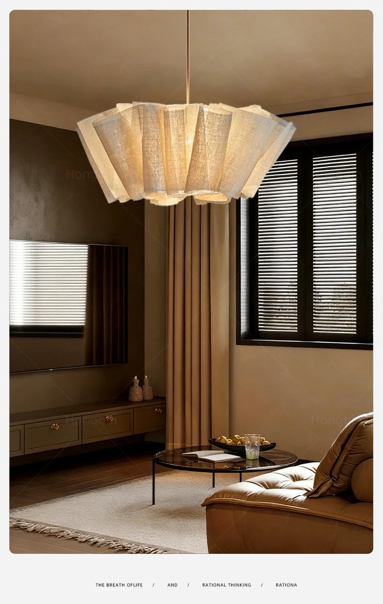 Wabi Sabi Chandelier Handmade Fabric LED Pendant Lights Vintage Living Room Study Clothes Shop Restaurant Designer Hanging Light