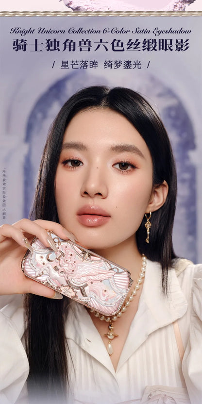 FLOWER KNOWS Knight Unicorn All-in-One Makeup Set Shimmer Eyeshadow,Mirror Lip Gloss Blush,Setting Powder Mirror Cosmetics Kit