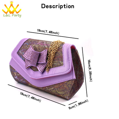 Pink New Arrivals Nigerian Women Shoes and Bag Set Italian Design Low Heels with Crystal Peep Toe Sandals for Party