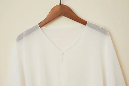 Korean Women Sunscreen Clothing Summer Thin Transparent Short Jacket Neck Guard Cloak Sun Shawl Solid Chiffon Cardigan Scarf R28
