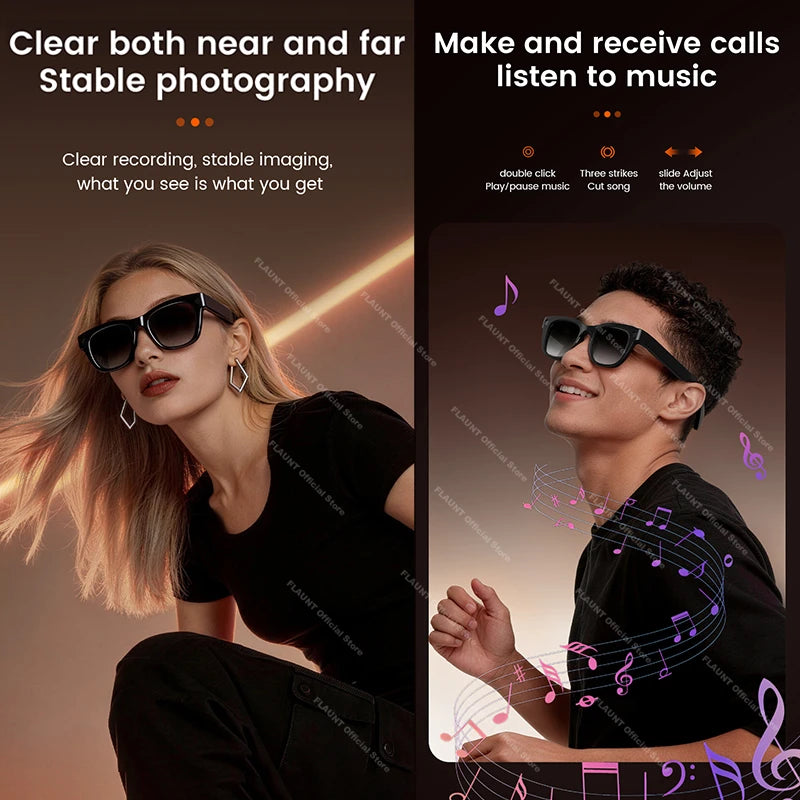 AI Smart Glasses 13MP 5K Camera 32GB ROM HD Photo Identify Objects ChatGPT Video Call Translation Music WiFi Bluetooth Eyewear