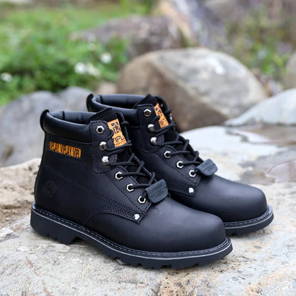 Men  Boots  Leather Shoes Men Popular Comfy Spring Autumn  Shoes Working Ankle Boots  Waterproof Shoes Lovers Shoes Yellow Boots