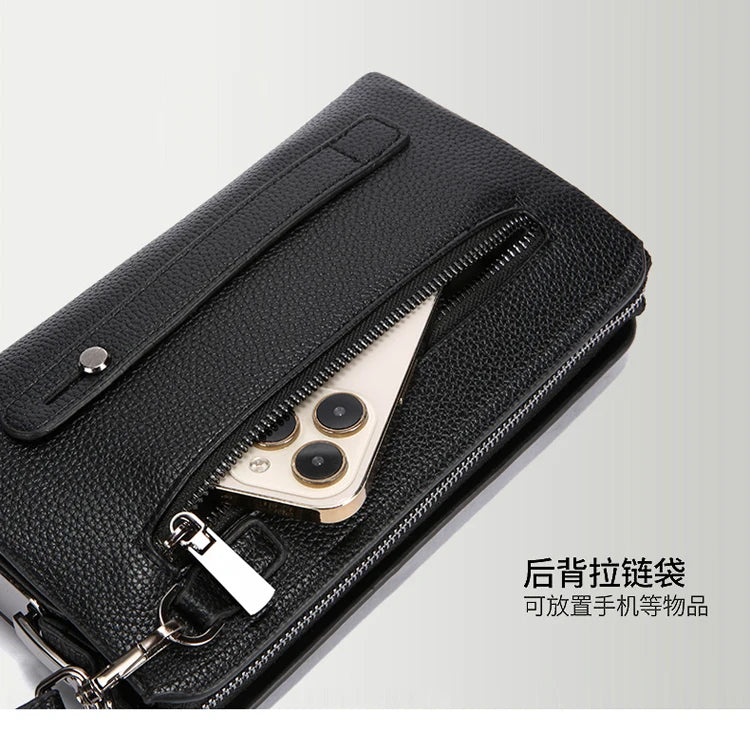 Leather Wallet FL-V1 Men Business Clutch Bag Smart Fingerprint Lock Security Anti Theft Handbag Black Safety Men Wallet сумка 가방