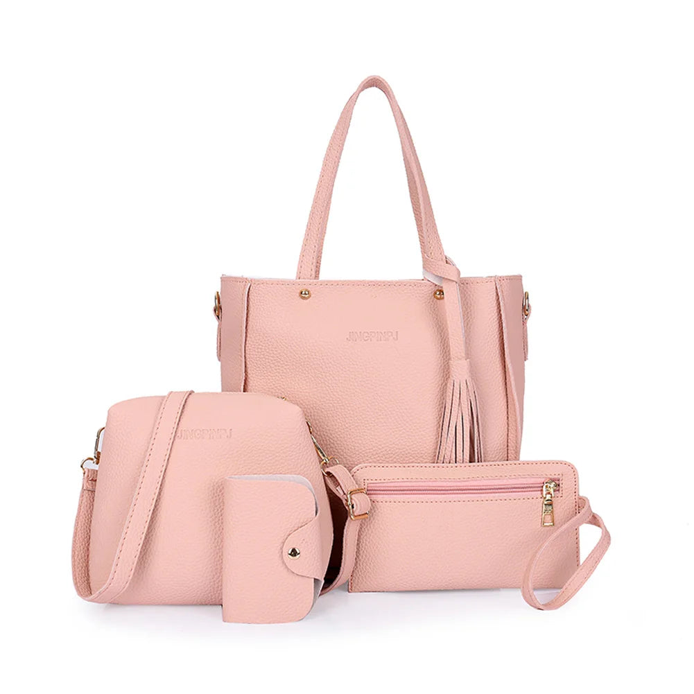4pcs/set Women Elegant Tote Bags Heavy Duty Multiple Colors Available Bag for Eyeglasses Phones Cosmetics