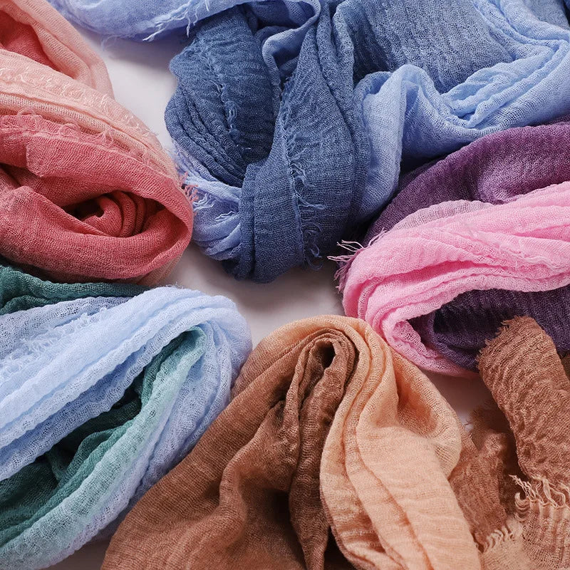 180*90cm Gradient Cotton Linen Women Muslim Hijab Scarf Woman Islamic Arab Shawl Wrap Head Scarves Ready To Wear Headscarf