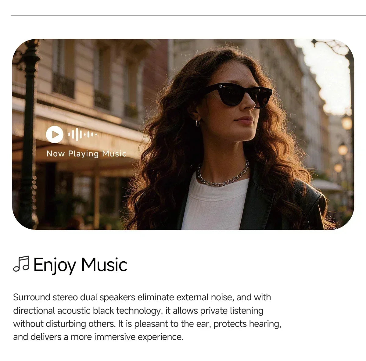 2026 Smart Glasses Genuine Leather 8MP HD Lens 2000Mah Charging Case BT Call 3D Music AI Voice Wake-up AI Translation