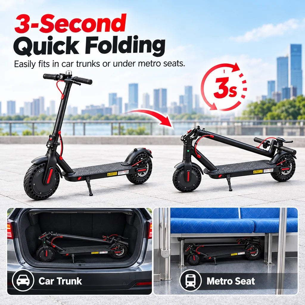 350W Electric Scooter Adults 19MPH Foldable E-Scooter 8.5" Solid Tires Smart APP LCD 18 Miles Range Dual LED Lights Commuting