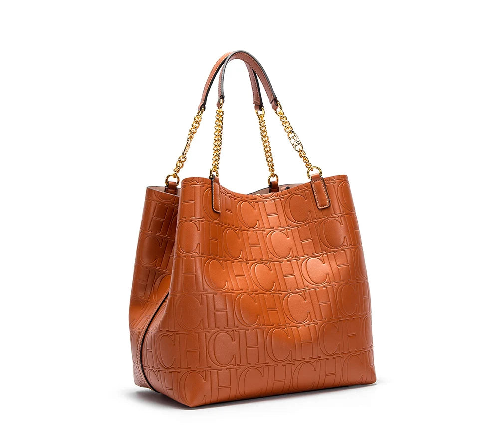 CHCH Women's Tote Bag 2024 New Steel Embossed Handbag Large Capacity Business Storage Bag