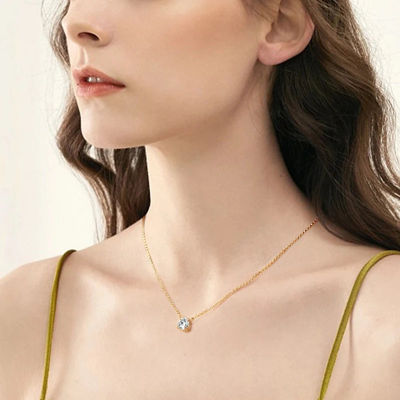 IOGOU 1 Carat D Color Moissanite Diamond Pendant Necklace 925 Sterling Silver High Carbon Simulated Diamond Engagement Necklace