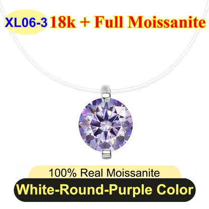 0.5ct-5ct Classic Fish Line Full Moissanite Necklace For Women S925 Silver Plated 18k D Color VVS1 Women's Moissanite Chain Gift