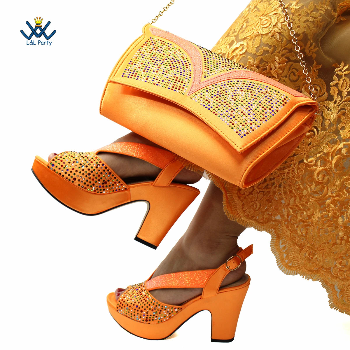 Buckle Strap Sandals Nigerian Women Shoes and Bag Set in Green Color with Wedges Heels For Ladies Party