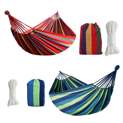Outdoor Camping Canvas Hammock (220X80Cm / 87X32 in), Single-Person Outdoor Hammock with Two 2m Inch Long Straps and Storage Bag, Durable and Easy to Install, Can Support 300 Pounds, Portable Hammock, Ideal for Outdoor/Indoor