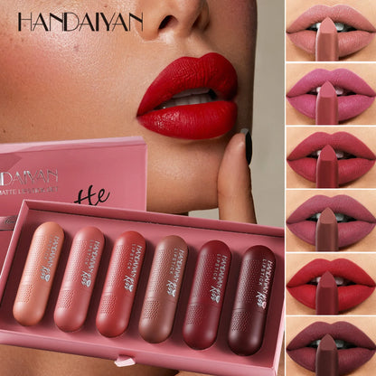 6 Colors Matte Lipstick Set for Women Long Lasting Velvet Texture Non-Drying Radio Tube Makeup Lipsticks Set Gift Box Included