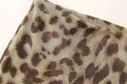 HH Women Leopard Print 2 Piece Outfit Midi Skirt Suit Sexy Summer Backless Strapless Crop Top Fashion Elegant Beach Party Sets