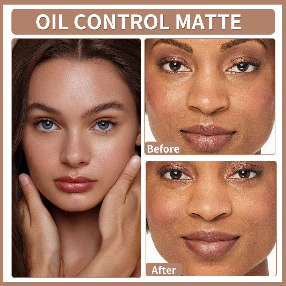 3-Piece Beginner Face Makeup Kit-Matte Waterproof Foundation,Hydrating Primer,Oil-Control Loose Powder,Full Coverage Concealer