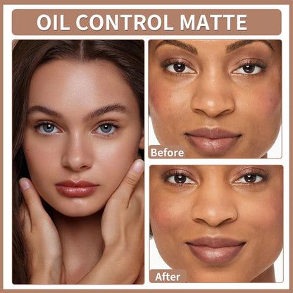 3-Piece Beginner Face Makeup Kit-Matte Waterproof Foundation,Hydrating Primer,Oil-Control Loose Powder,Full Coverage Concealer