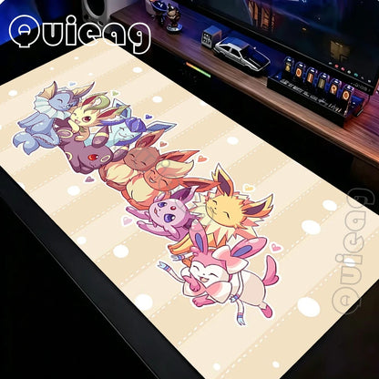 XXL Japan Anime Gamer Mouse Pad E-eevee Cabinet Kawaii Tablepad Pokemon Keyboard Rug Laptop PC Gaming Rubber Extended DeskMats