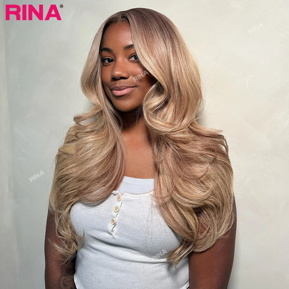 Dark Root Blonde 13x6 13x4 Hd Lace Frontal Wig Human Hair Ombre Colored Ombre Blonde Human Hair Wigs Body Wave For Women 5x5