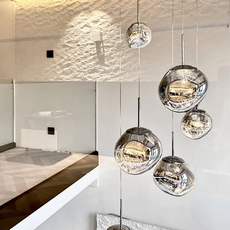 Creative Irregular Pendant Lights Modern LED Lighting Indoor Living Room Villa Hotel Loft Chandelier PVC Glass Lighting Fixtures