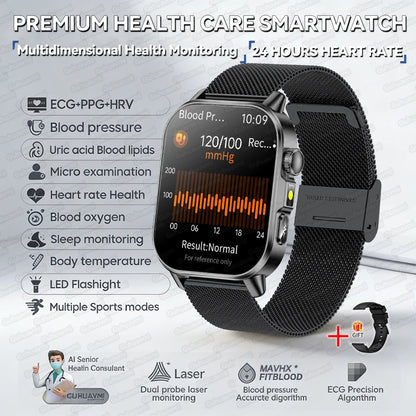 New Precise Health Care Smart Watch ECG+HRV Uric Acid Blood Lipids Emotional Perception Bluetooth Call Smartwatchs For Men Women