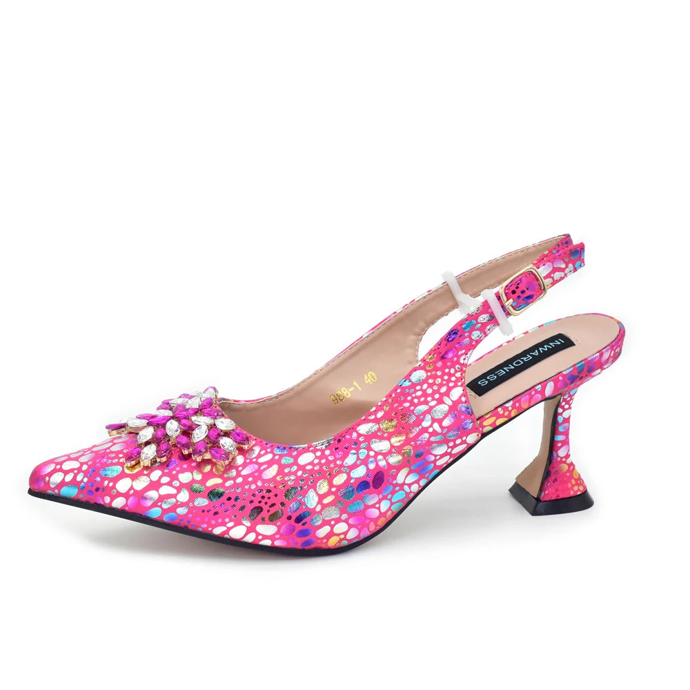 Women Nigerian Italian Shoes and Bags Set with Rhinestone Shoe and Bag Set for Nigeria Party Italy Crystal Butterfly-knot Shoes