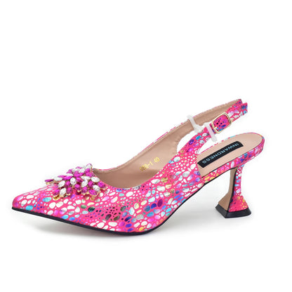 Women Nigerian Italian Shoes and Bags Set with Rhinestone Shoe and Bag Set for Nigeria Party Italy Crystal Butterfly-knot Shoes