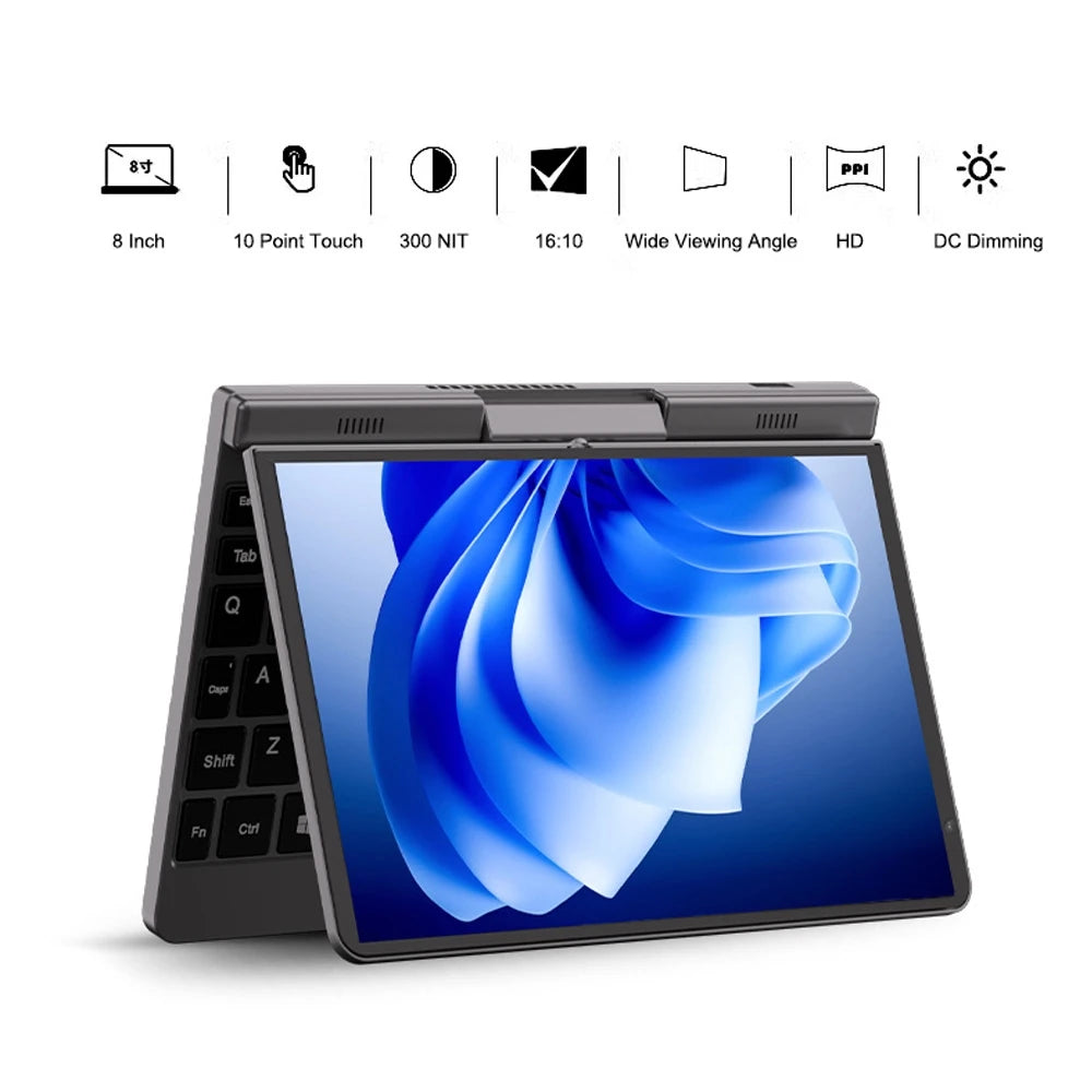 CRELANDER P8 Mini Laptop 8 Inch Touch Screen Intel Lake N150 12GB DDR5 WiFi 6 2 In 1 Laptop Notebook Tablet PC Pocket Laptop