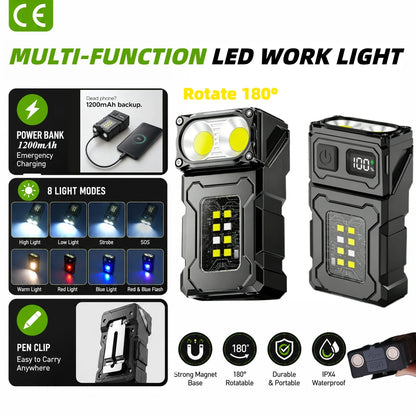 Tactical Portable Work Light EDC Flashlight Tool Mini LED Flashlight Outdoor Camping Hiking Tool MOLLE Flash Light Rechargeable
