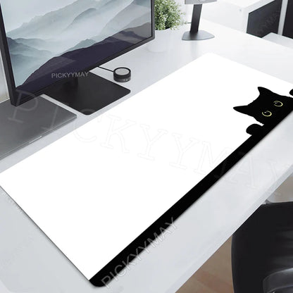 Gaming Mousepads Mousepad Black Cat Large Mouse Mat Office Desk Pads Non-Slip Rubber Gamer Mouse Pad Big Keyboard Mats