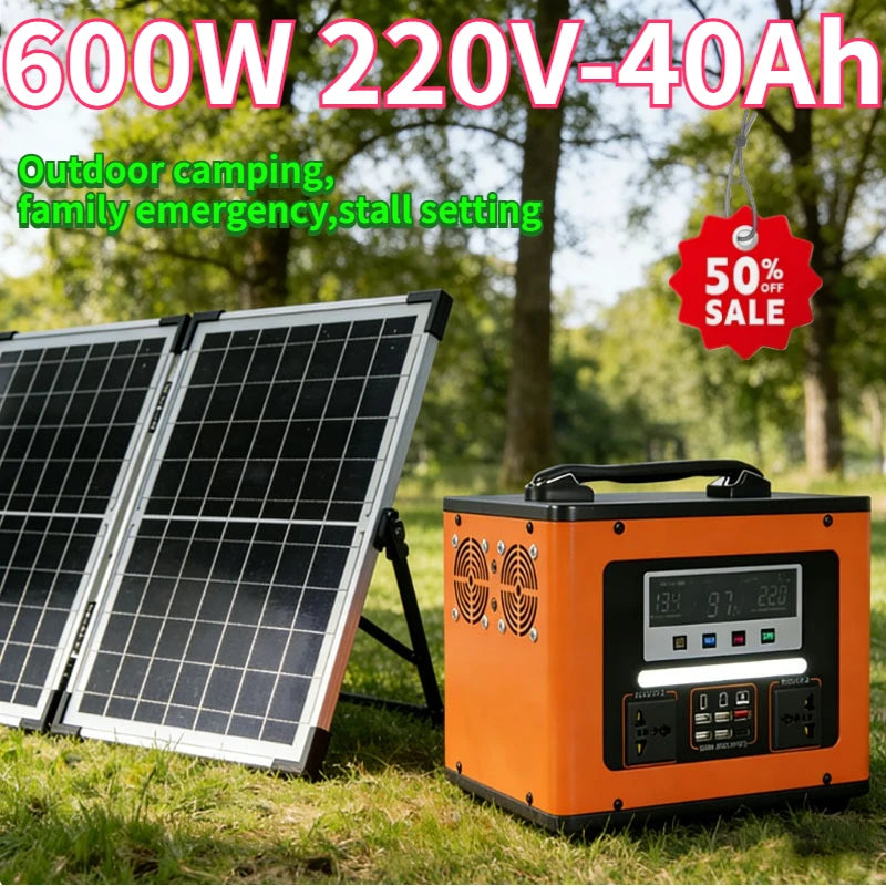 New  600Wh LiFePO4 220V High Power Portable Power Station 40AH Solar Outdoor Mobile Power Supply Home Emergency Energy Storage