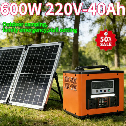 New  600Wh LiFePO4 220V High Power Portable Power Station 40AH Solar Outdoor Mobile Power Supply Home Emergency Energy Storage