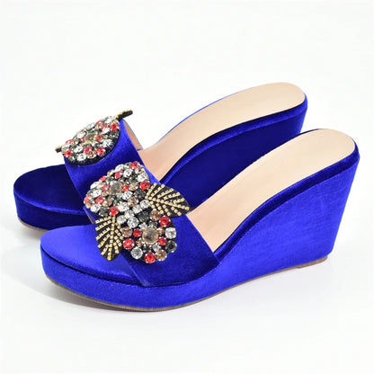 Italian Designers Luxury Round Toe Bright Diamond Elegant Summer Party Women's Platfrom High Heels Shoes Wedding Shoes Bride