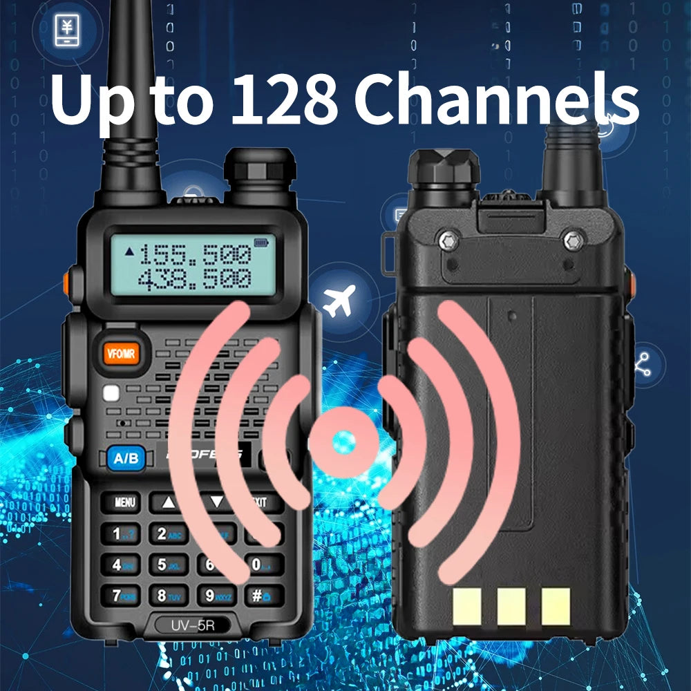Baofeng UV5R 8W Tri-Power Walkie Talkie 5W High Power UHF VHF Dual Band Two-Way Radio Lange Afstand 128CH Handheld UV 5R CB Radi