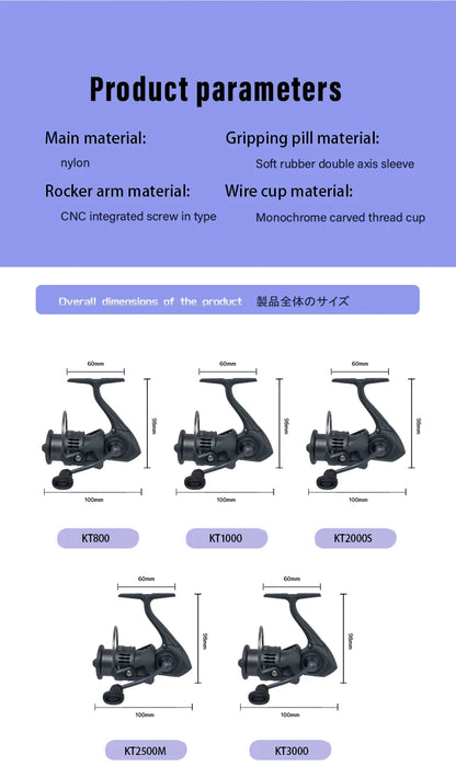 DEUKIO Lightweight Spinning Reel Fishing Reel Gear Ratio 5.2:1 Powerful Spinning Fishing Reels for Freshwater Saltwater