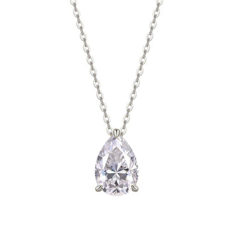 RAPRGOLD 7x10.5mm 2.5CT Moissanite Elegant Water Drop Pendant Necklaces for Women Chains Neck Fine Jewelry Gift with Certificate