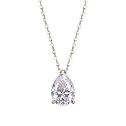 RAPRGOLD 7x10.5mm 2.5CT Moissanite Elegant Water Drop Pendant Necklaces for Women Chains Neck Fine Jewelry Gift with Certificate