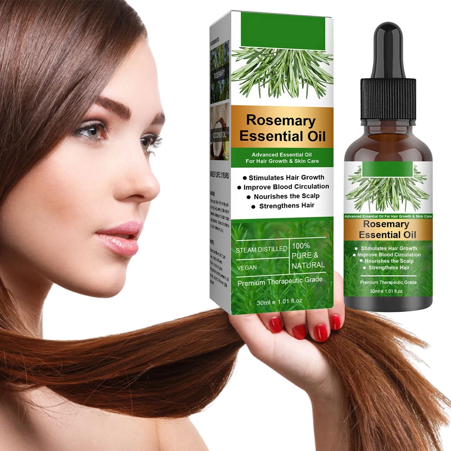 Rosemary Hair Growth Essential Oil 30ml Organic Scalp Treatment Strengthening Anti Hair Loss Nourish Shiny Beauty Women Men Care