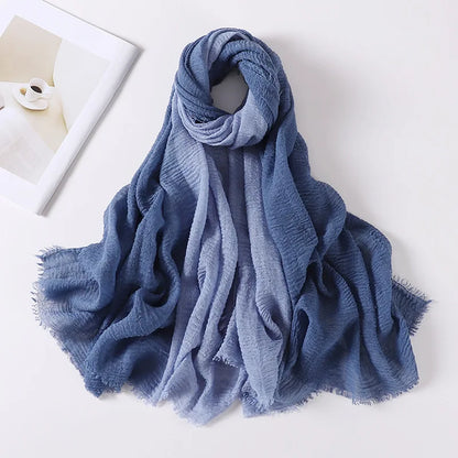 180*90cm Gradient Cotton Linen Women Muslim Hijab Scarf Woman Islamic Arab Shawl Wrap Head Scarves Ready To Wear Headscarf