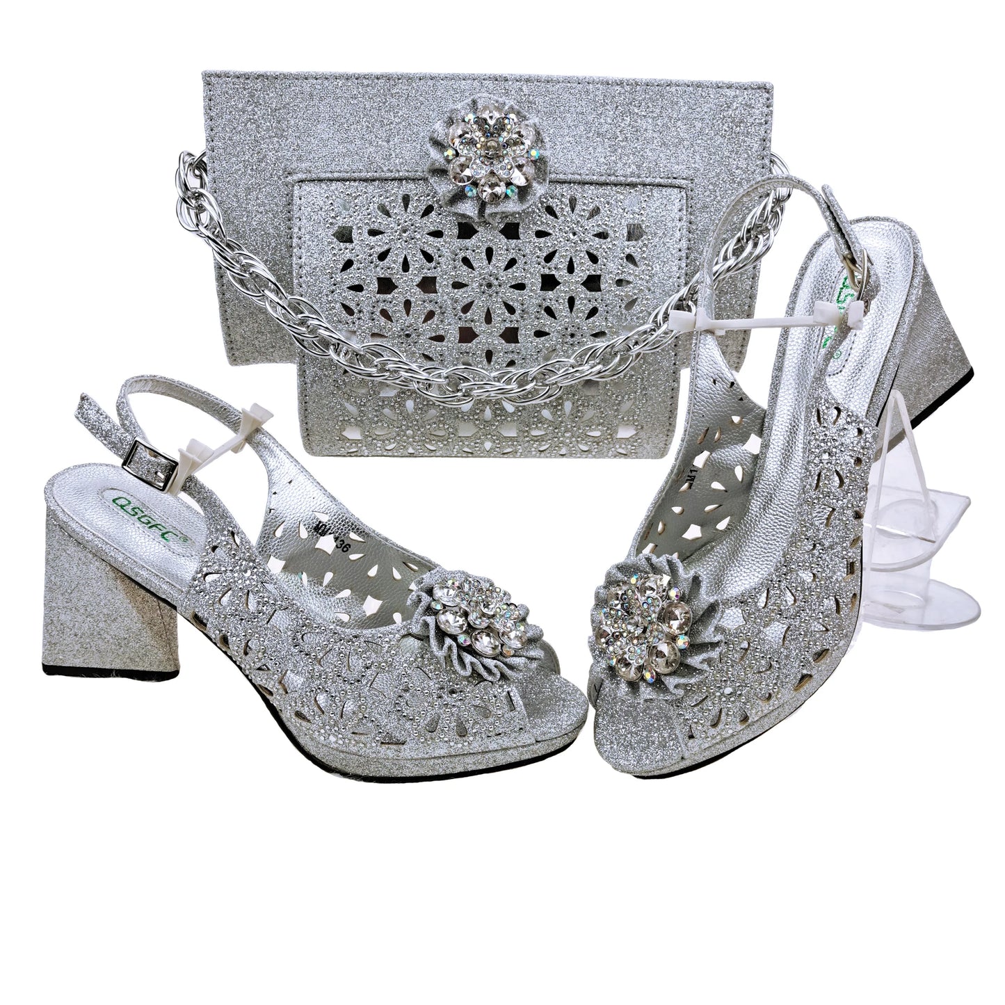 Doershow African fashion Italian Shoes And Bag Sets For Evening Party With Stones pink Italian Handbags Match Bags!  HFV-25