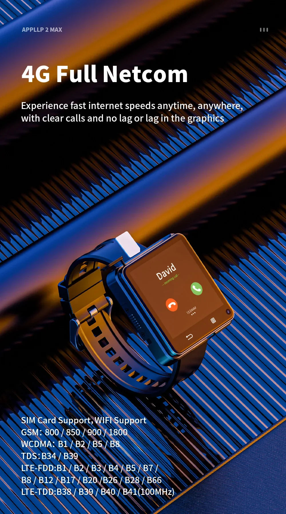New LOKMAT APPLLP 2 MAX 4G Smart Watch Men 2.64 Inch Large Screen 4GB 64GB Google Play Game Waterproof Android 11.0 Smartwatch