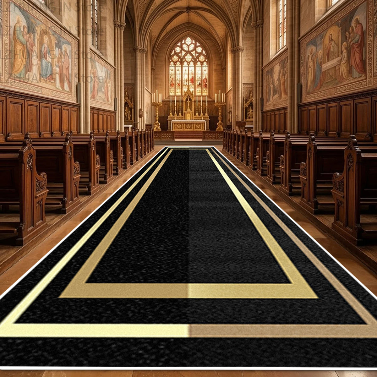 Red Luxury European Style Long Corridor Carpet Decoration Church Wedding Non-slip Soft Runner Rug Easy Clean Lint-free Floor Mat