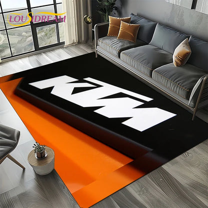 Racing Car K-KTM Motorcycle Carpet Rug for Living Room Bedroom Home Sofa Decoration,Kids Play Area Rug Non-slip Floor Mat Gift