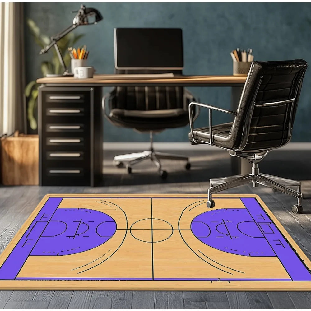 Basketball court design crystal velvet rug sports themed bedroom carpet living room floor mat NBA fan gift game room decor anti