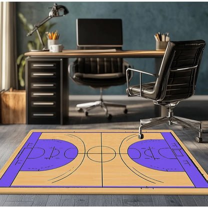 Basketball court design crystal velvet rug sports themed bedroom carpet living room floor mat NBA fan gift game room decor anti