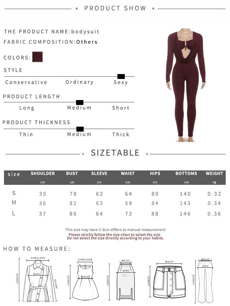 Sisterlinda Swinging Neck Slim Jumpsuits Sexy Hot Solid Cleavage Full Sleeve Elastic Overalls+Inside Chest Tanks Mujer Clubwear