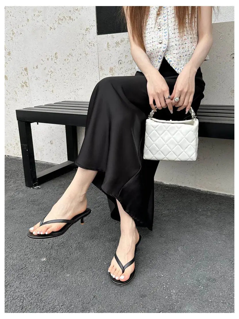 2026 New Summer Thin Heels Slippers Sandals Narrow Band Slides Ladies Shoes Fashion Women Pumps Flip Flops Luxury Slippers Shoes
