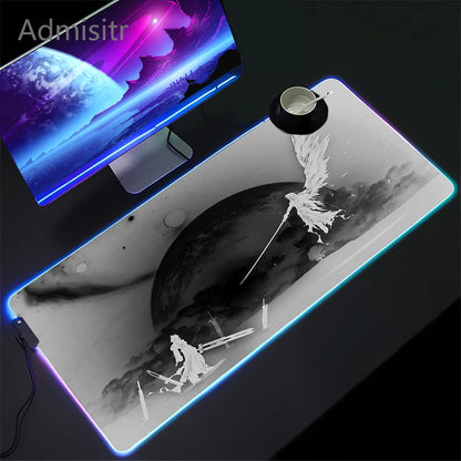 RGB Gaming Mousepad Space Mouse Mats LED Large Gamer Mousepads Keyboard Pads Luminous Desk Mat Final Fantasy Mouse Pad Backlit